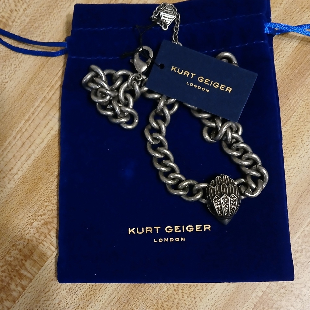 Kurt Geiger NWT RARE STUNNING Silver Raven Necklace With Dustbag